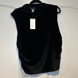a new day Black Velvet Sleeveless Mockneck Blouse